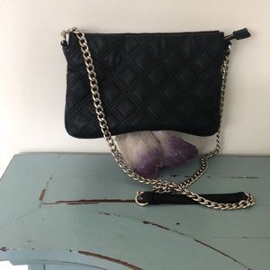 Forever 21 faux leather shoulder bag (black).  Very stylish.